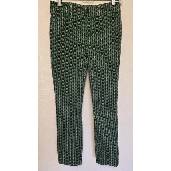 Anthropologie Womens Slim Trouser Pants Size 2 Green Butterfly Print - Picture 2 of 9